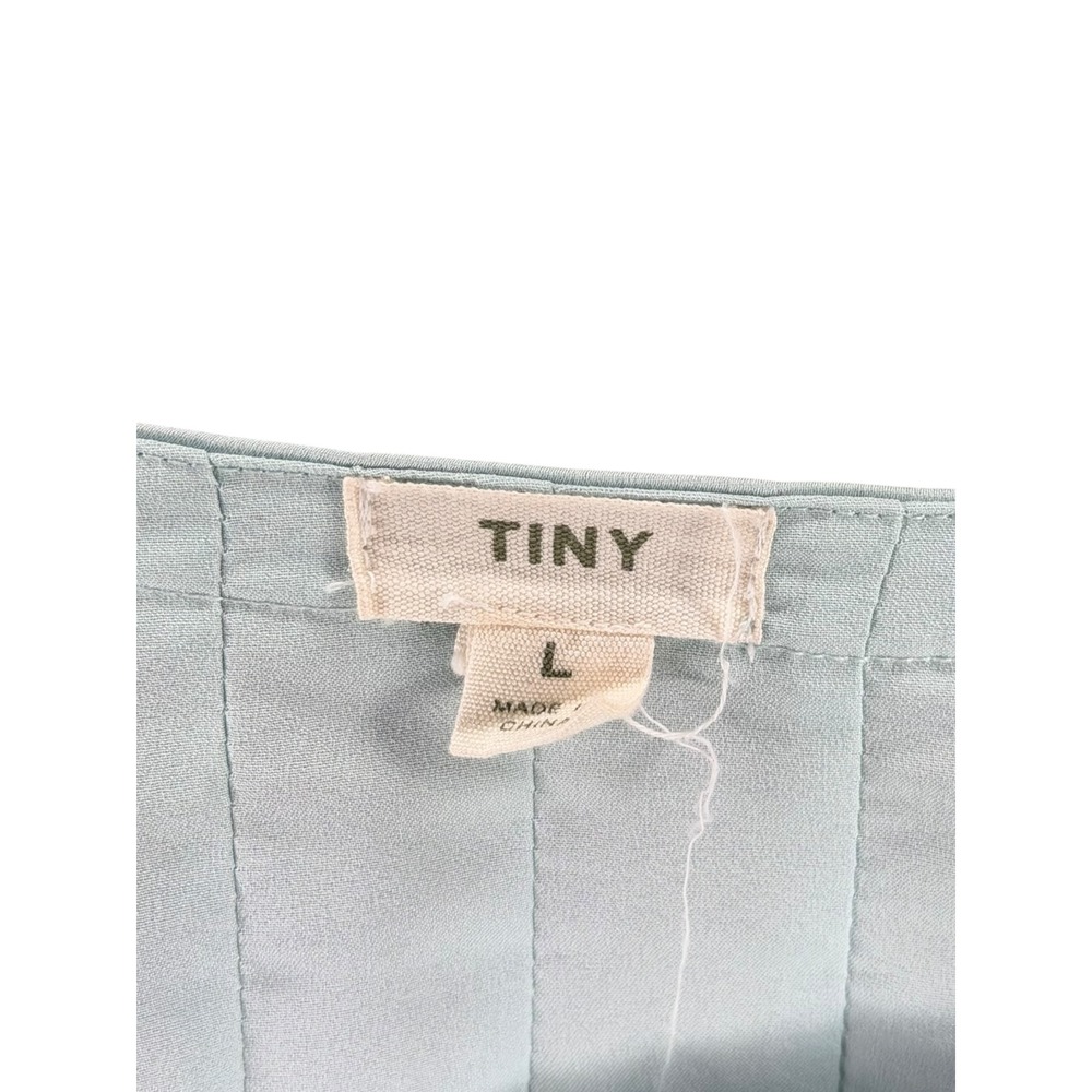 TINY Anthropologie Light Blue Satin Lace Long Sleeve Blouse Women's Size Large - Picture 5 of 5
